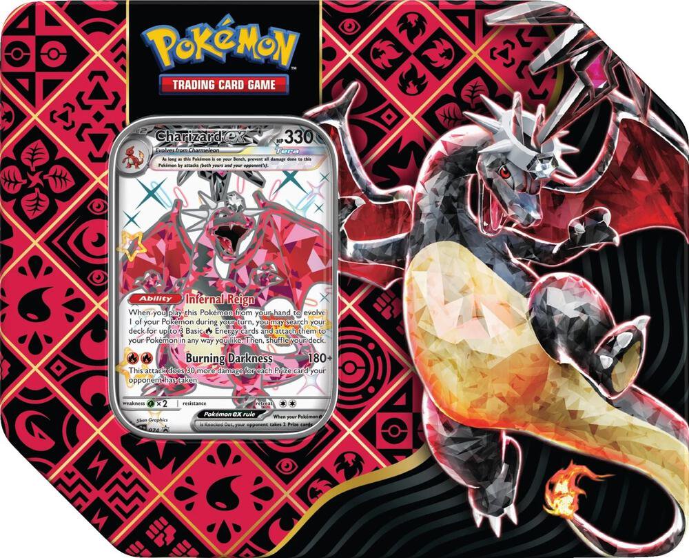 Pokemon TCG Paldean Fates Tin Charizard ex Trading Card Game Collectible Tin