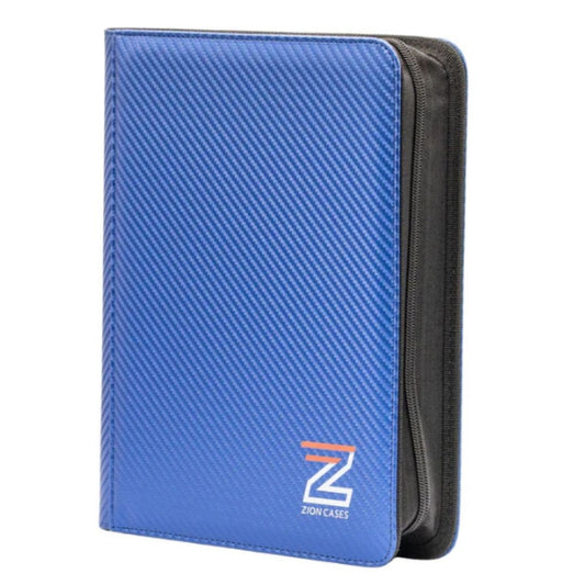 Zion Cases Carbon Texture Toploader Binder Navy 4 Pocket Trading Card Album