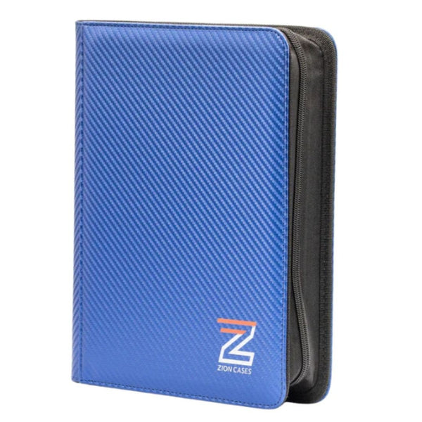 Zion Cases Carbon Texture Toploader Binder Navy 4 Pocket Trading Card Album