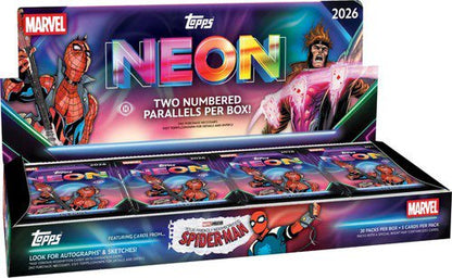 2026 Topps Neon Marvel Hobby Box – Marvel Trading Cards Collectible Hobby Box Featuring Vibrant Neon-Inspired Designs for Fans and Collectors (PREORDER - Release Date October 14, 2026)