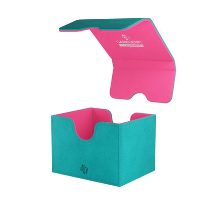 Gamegenic Sidekick 100+ XL Teal/Pink Card Deck Box, Extra Large Convertible Card Holder for 100 Double-Sleeved Cards, Commander Deck Storage, Nexofyber+ & Microfiber Lining