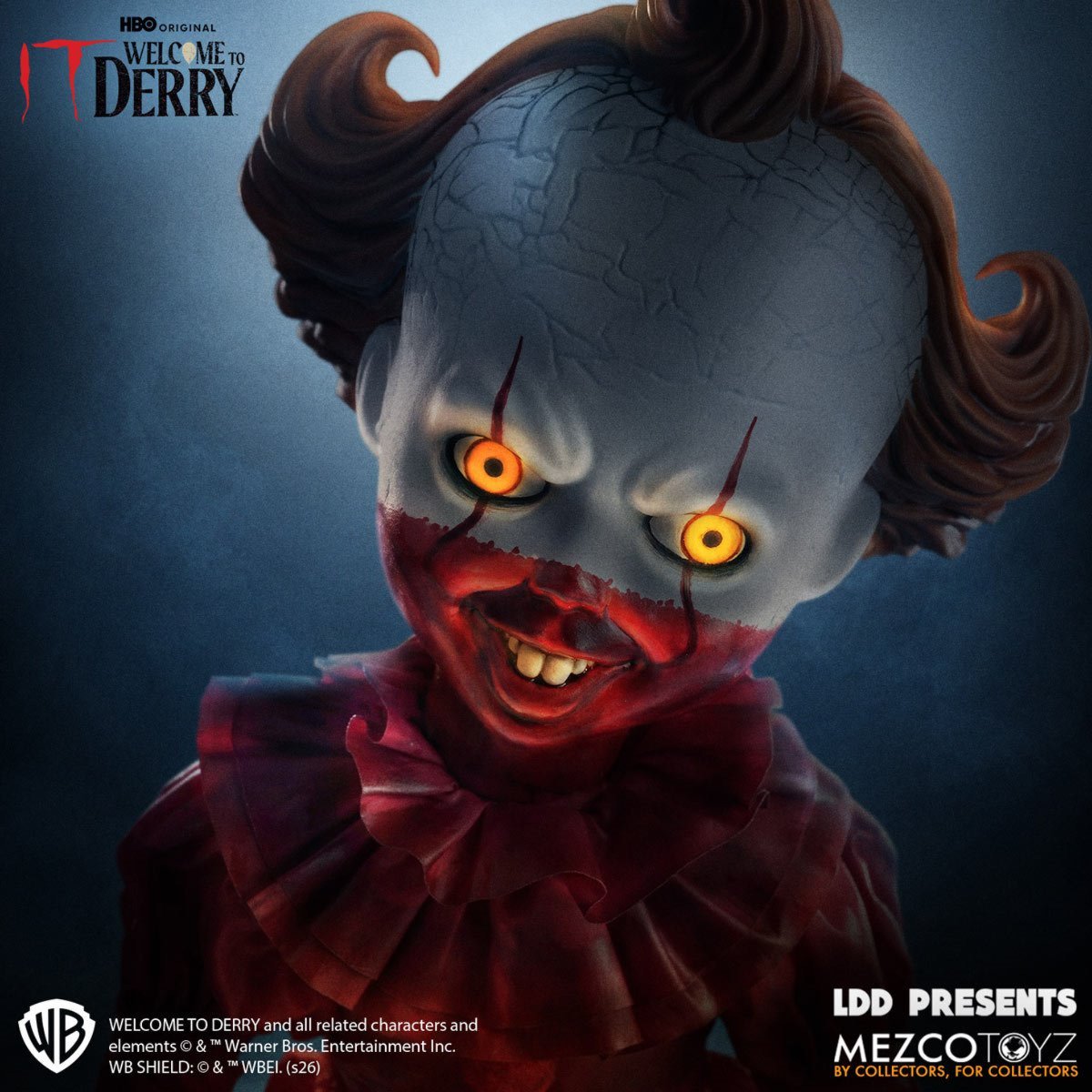 Mezco Toyz Living Dead Dolls Presents Welcome to Derry Bloody Pennywise Doll, 10-Inch Collectible Figure with 5 Points of Articulation and Red Balloon (PREORDER - Release Date April 2027)