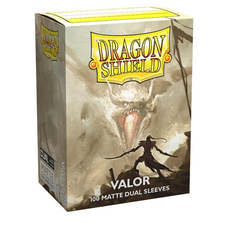 Dragon Shield Standard Matte Dual Sleeves Valor 100 Count – Premium Trading Card Sleeves with Black Interior, Textured Matte Finish for MTG, Pokémon, Flesh and Blood & Digimon (PRE-ORDER)