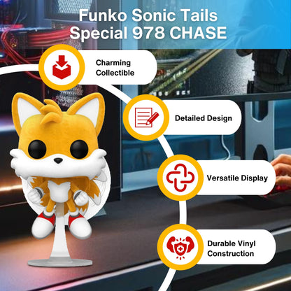 Tails Funko Pop! Games Sonic The Hedgehog - Flocked - Specialty Series Exclusive - Chase Limited Edition Vinyl Figure #978  with Window Display Box