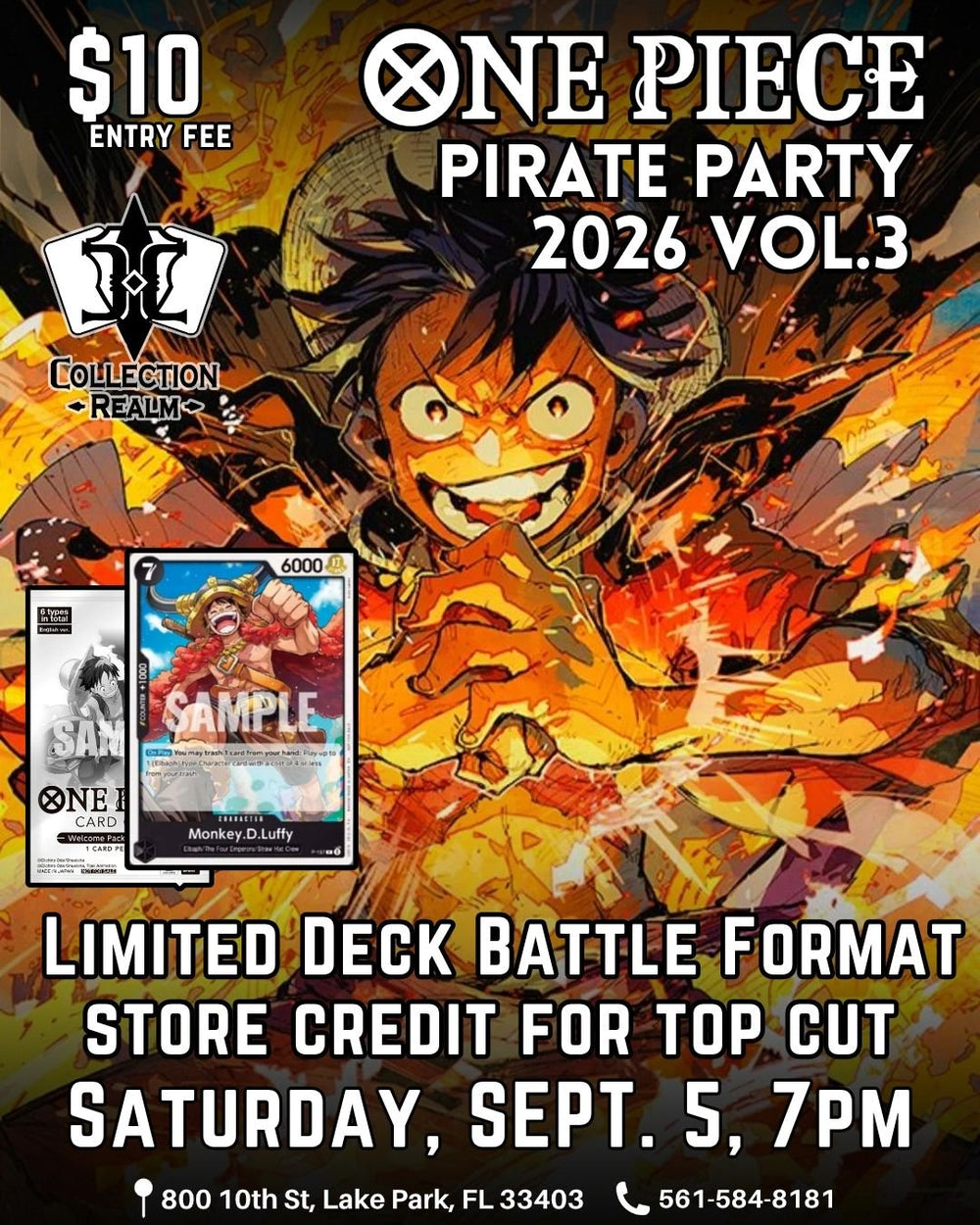 One Piece Card Game Pirate Party 2026 Vol. 3 Tournament – September 5, 2026 (Saturday 7:00 PM)
