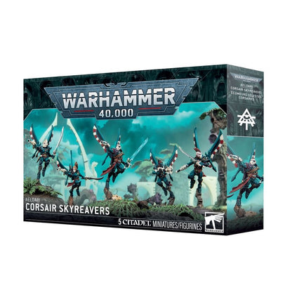 Warhammer 40,000 Aeldari Corsair Skyreavers Miniatures Set – 5 Customizable Plastic Figures with Jump Packs & Weapon Options for Warhammer 40K (PRE-ORDER)