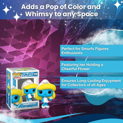 Smurfette with Flower Funko Pop! Television The Smurfs - Vinyl Figure 1516 with Display Box Protector Case