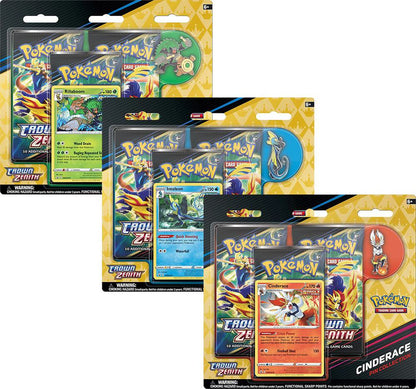 Pokemon Trading Card Game Crown Zenith Pin Collection 3 Booster Packs