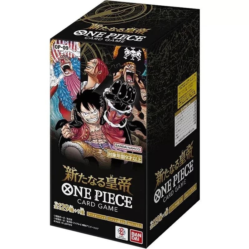 One Piece OP-09 Four Emperors Japanese Booster Box with One Piece cards.