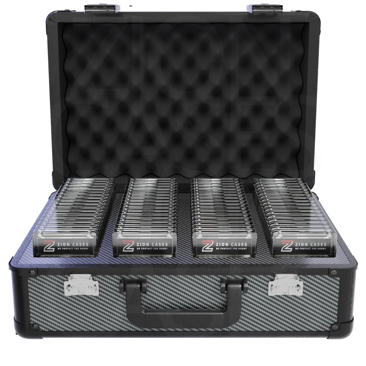 Zion Cases Slab Case XL Carbon Fiber – Premium Graded Card Storage Case, Holds Up to 172 Graded Slabs, High-Grade Foam, TSA-Approved Locks, Durable Collector Travel Case (PRE-ORDER)