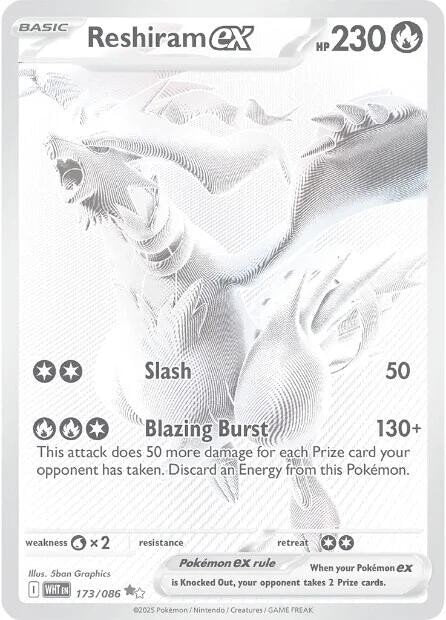 Pokémon TCG Reshiram EX White Flare English Holo Card 173/086 Ultra Rare