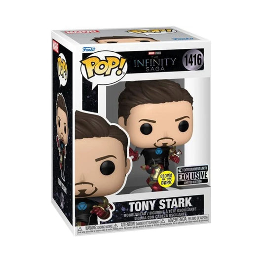 Tony Stark Funko Pop! The Infinity Saga - 4 1/4" Glow In The Dark Entertainment Earth Exclusive Limited Edition Collectible Vinyl Figure #1416 with Window Display Box