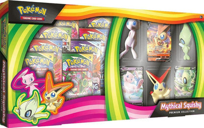 Pokemon TCG Mythical Squishy Premium Collection Box with Booster Packs Promo Cards and Figures