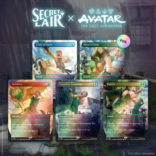 MTG Secret Lair x Avatar The Last Airbender My Cabbages Rainbow Foil card sealed.