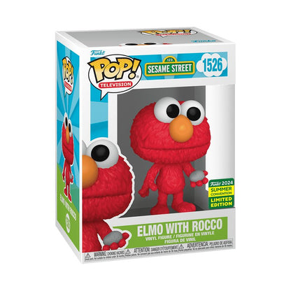 Elmo with Rocco Funko Pop! Television Sesame Street - 2024 SDCC Shared Sticker (Summer Convention Exclusive) Limited Edition - Approx. 3.65" Collectible Vinyl Figure #1526 with Window Display Box (Pre-Order)