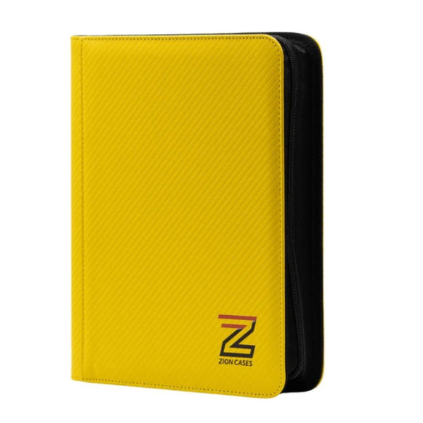 Zion Cases Carbon Texture Toploader Binder Yellow 4 Pocket Trading Card Album