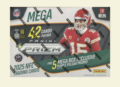 Panini 2025 Prizm Football Mega Box 42 NFL Trading Cards Sports Collection