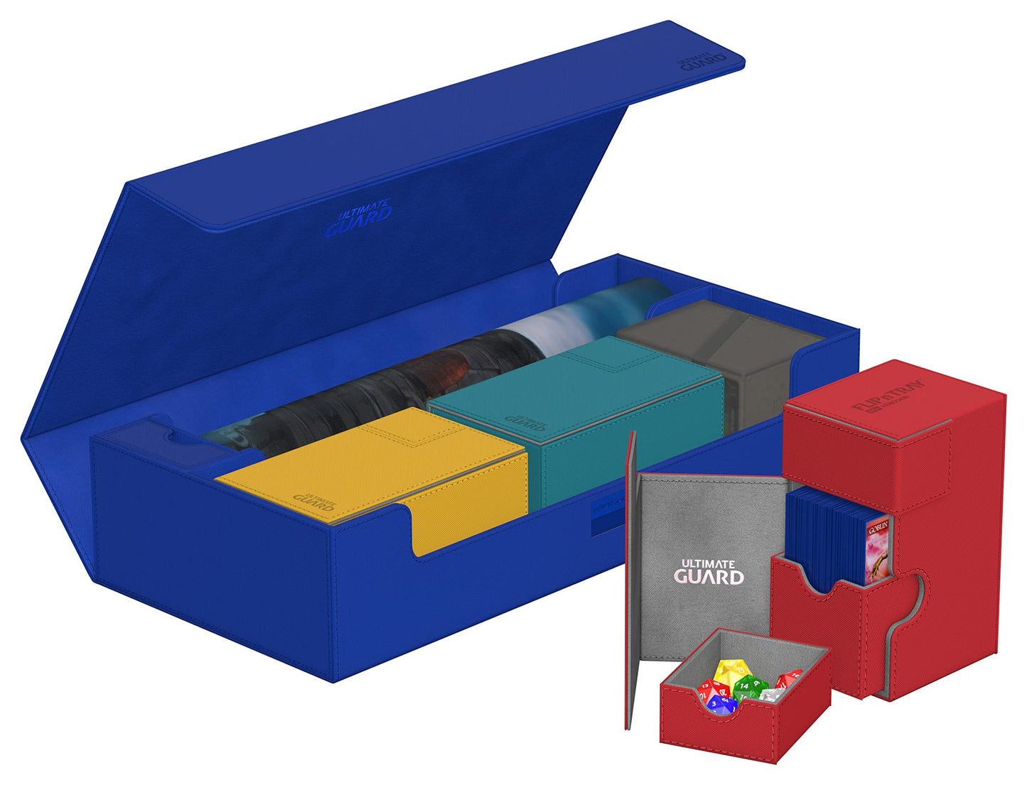 Ultimate Guard Superhive 550+, Deck Case for 550 Double-Sleeved TCG Cards, Blue, Compatible with Boulders, Magnetic Closure & Microfiber Inner Lining