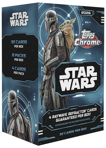 2026 Topps Chrome Star Wars Blaster Box Trading Cards Chrome Refractors Inserts Collectible