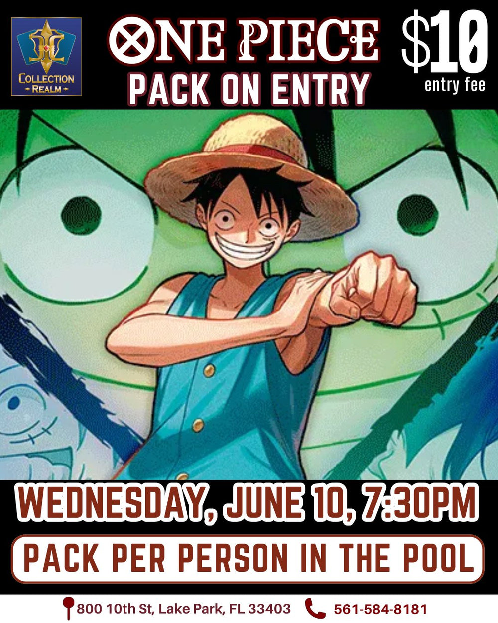 One Piece Card Game Tournament – June 10, 2026 (Wednesday 7:30PM)