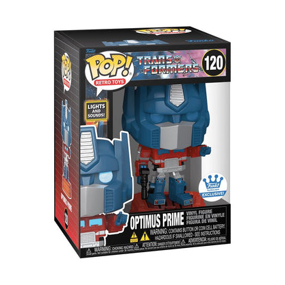 Optimus Prime with Lights and Sounds Funko Pop! Retro Toys: Transformers - Approx. 5.65" Collectible Exclusive Vinyl Figure #120 with Window Display Box (PRE-ORDER)