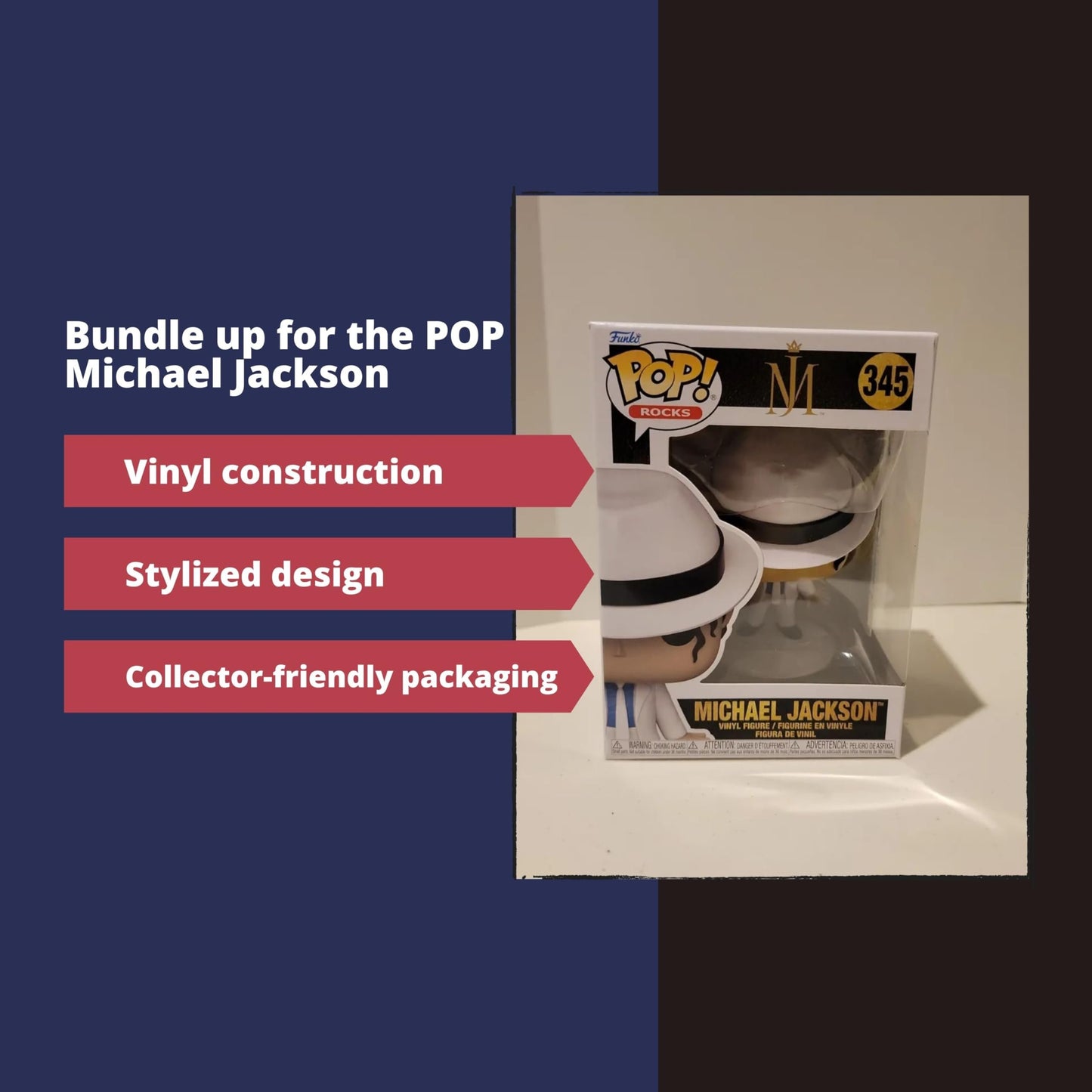 Michael Jackson Funko Pop! MJ - Approx. 3 3/4" Collectible Vinyl Figure #345 with Display Box Protector Case