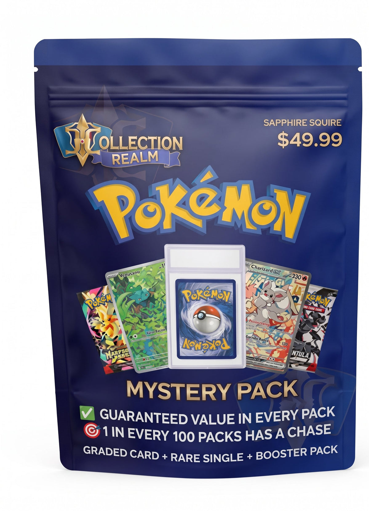 Pokémon TCG Mystery Pack $49.99 – Includes 1 Graded Pokémon Card, Sealed Booster Pack & Bonus Trading Cards – Randomized Collectible Card Game Mystery Bag