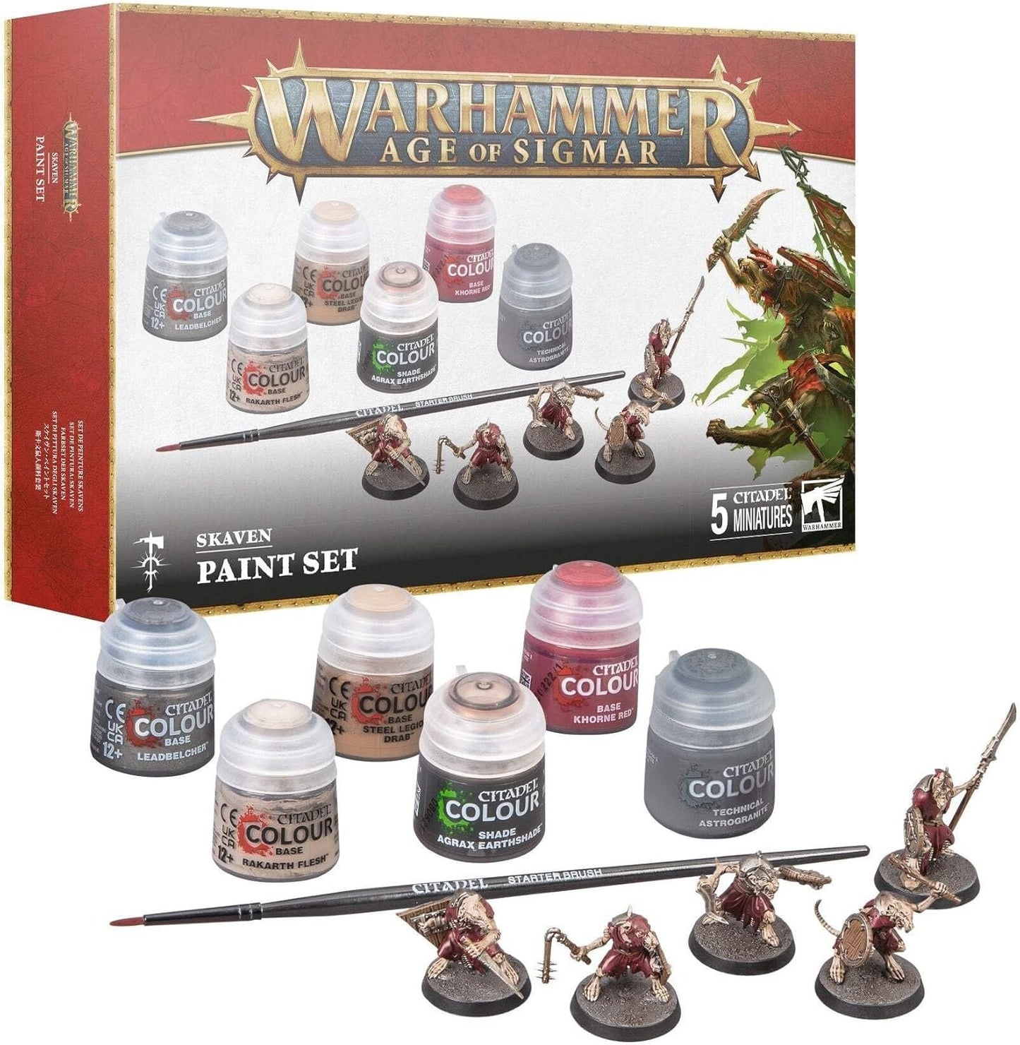 Warhammer Age Of Sigmar Skaven Paint Set  - 5 Citadel Miniatures