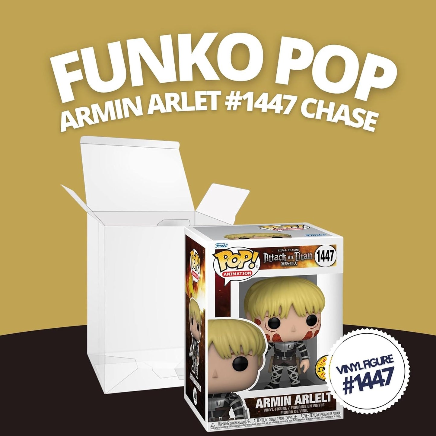 Armin Arlelt Funko Pop! Attack on Titan - Chase Limited Edition Vinyl Figure #1447 with Display Box Protector Case