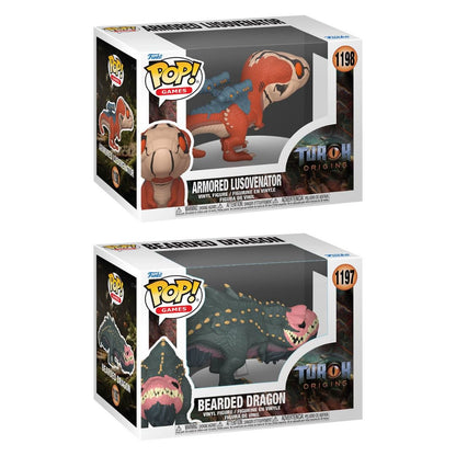 Turok: Origins Funko Pop! Games Set of 2 (Bearded Dragon #1197 and Armored Lusovenator #1198) Collectible Vinyl Figures - Estimated Arrival: Mar. 2026 (PRE-ORDER)