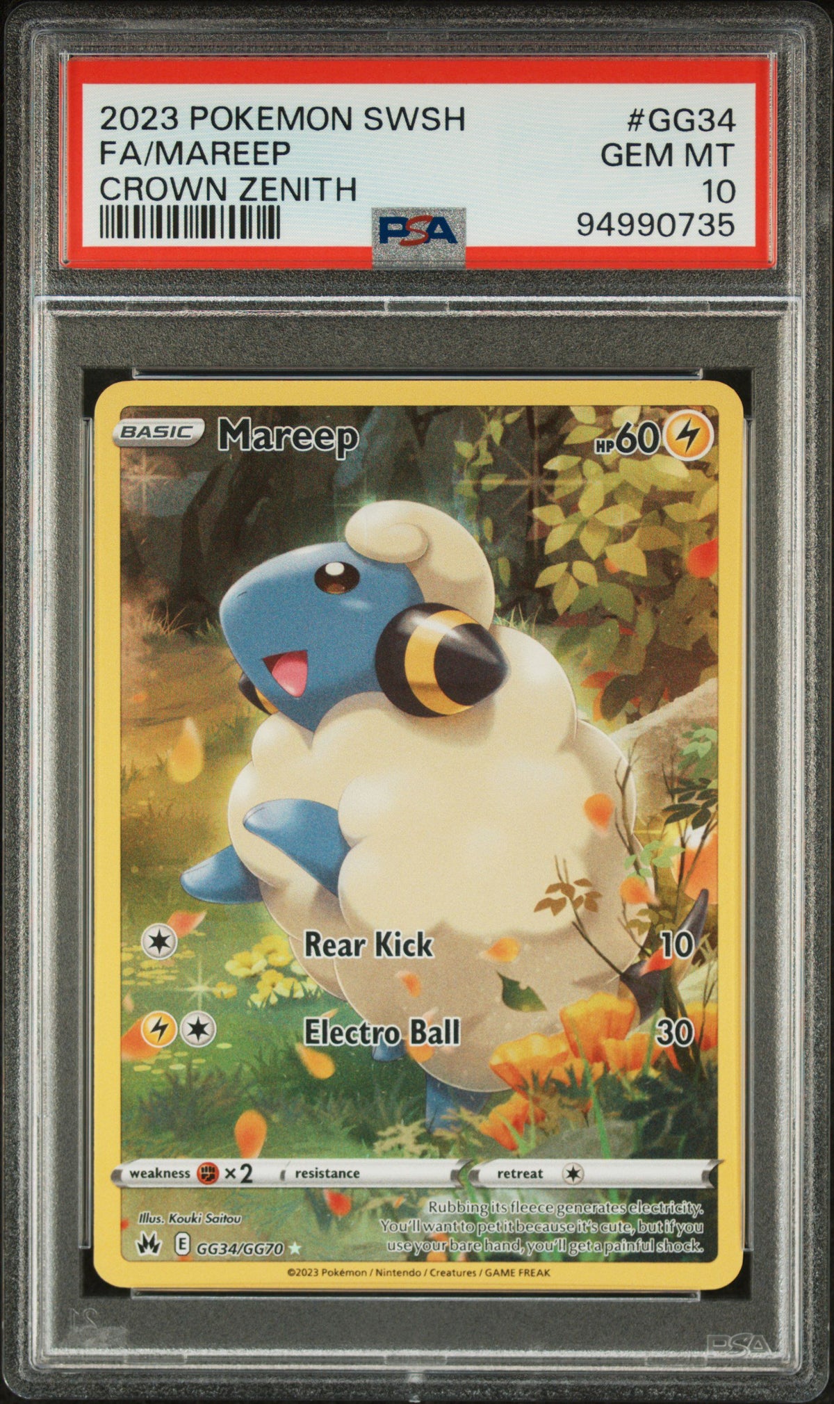 Pokemon Mareep GG34/GG70 Zenith PSA 10 Graded Trading Card