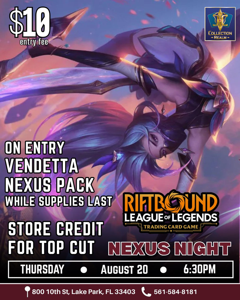 Riftbound League of Legends TCG Nexus Night Tournament – August 20, 2026 (Thursday 6:30 PM)