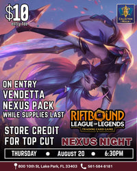 Riftbound League of Legends TCG Nexus Night Tournament – August 20, 2026 (Thursday 6:30 PM)