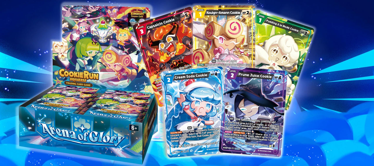 CookieRun: Braverse Trading Card Game – Arena of Glory Booster Box | 28 Packs | Strategy TCG, Deck-Building Card Game, Random Assortment