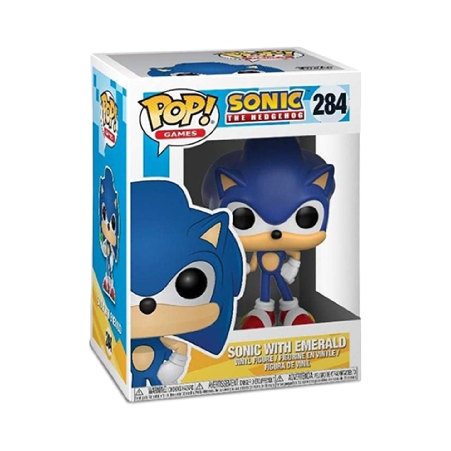 Sonic with Emerald Funko Pop! Games Sonic The Hedgehog - Vinyl Figure #284 with Display Box Protector Case