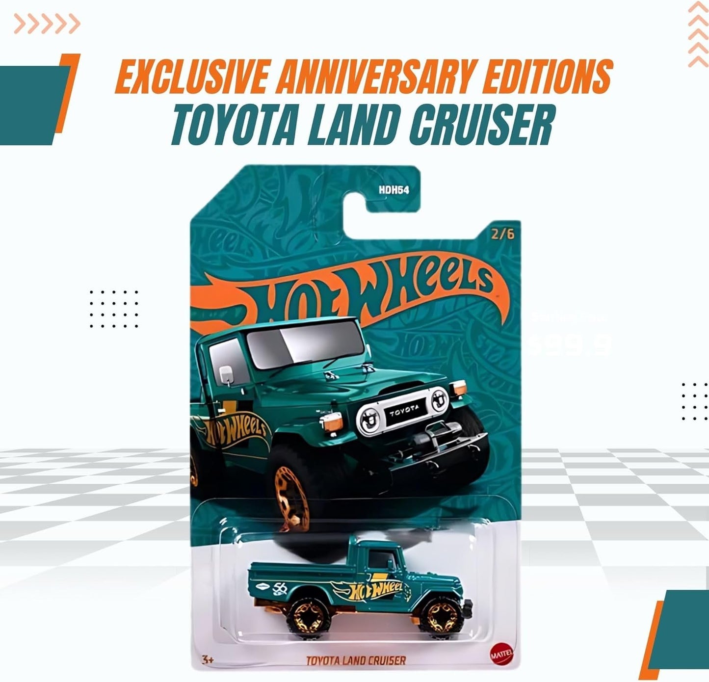 Toyota Land Cruiser Green 2/6 Hot Wheels 56th Anniversary Pearl and Chrome 2024 Toys Die-cast