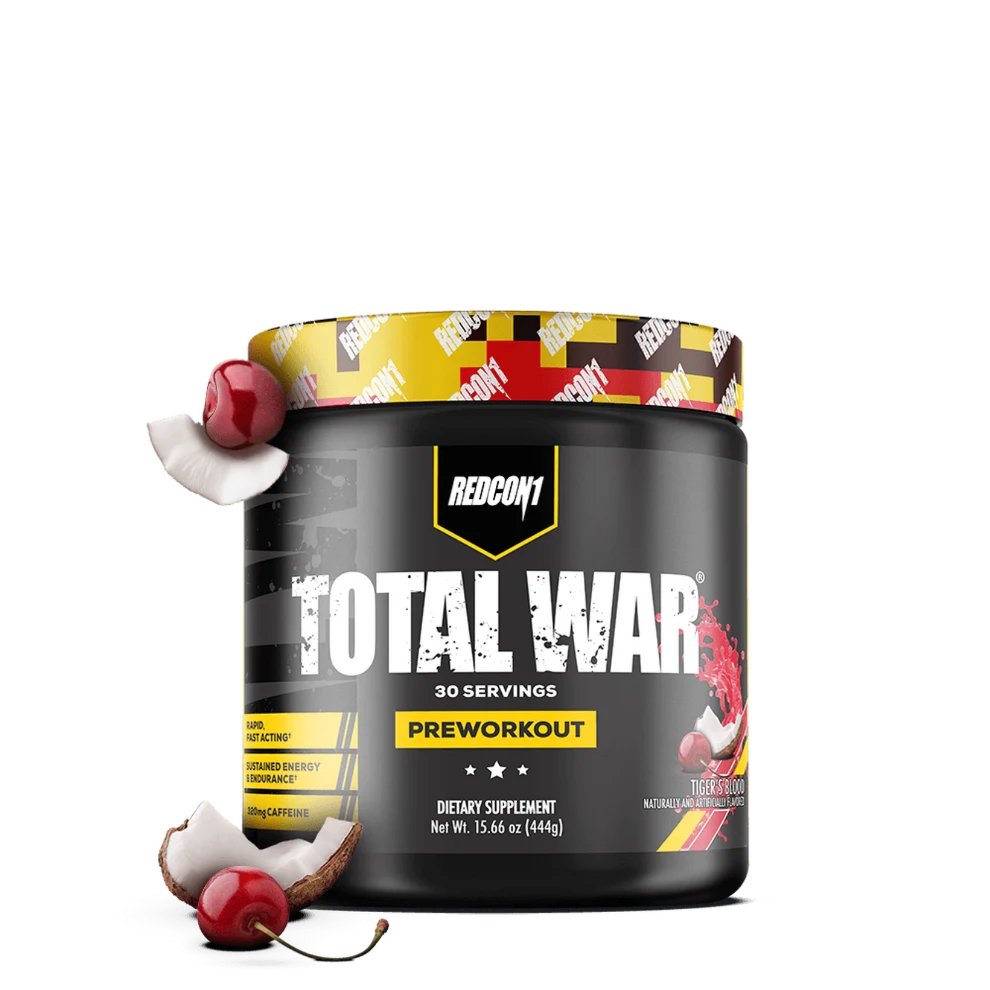 REDCON1 Total War Tigers Blood Pre Workout Powder, 444g, 320mg Caffeine, 6g Citrulline Malate, 3.2g Beta-Alanine, Energy, Focus, Pump & Endurance Support