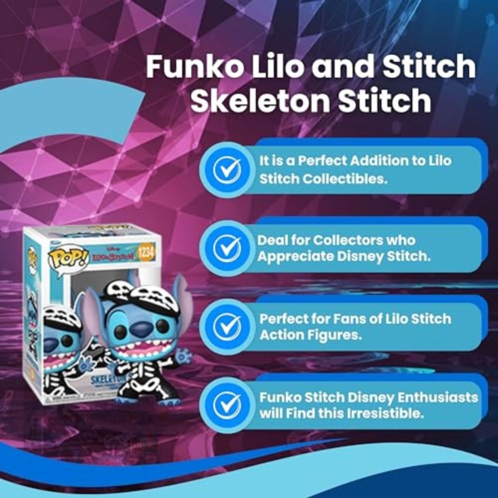 Skeleton Stitch Funko Pop! Disney Lilo & Stitch -Entertainment Earth Exclusive Limited Edition Vinyl Figure #1234  with Display Box Protector Case