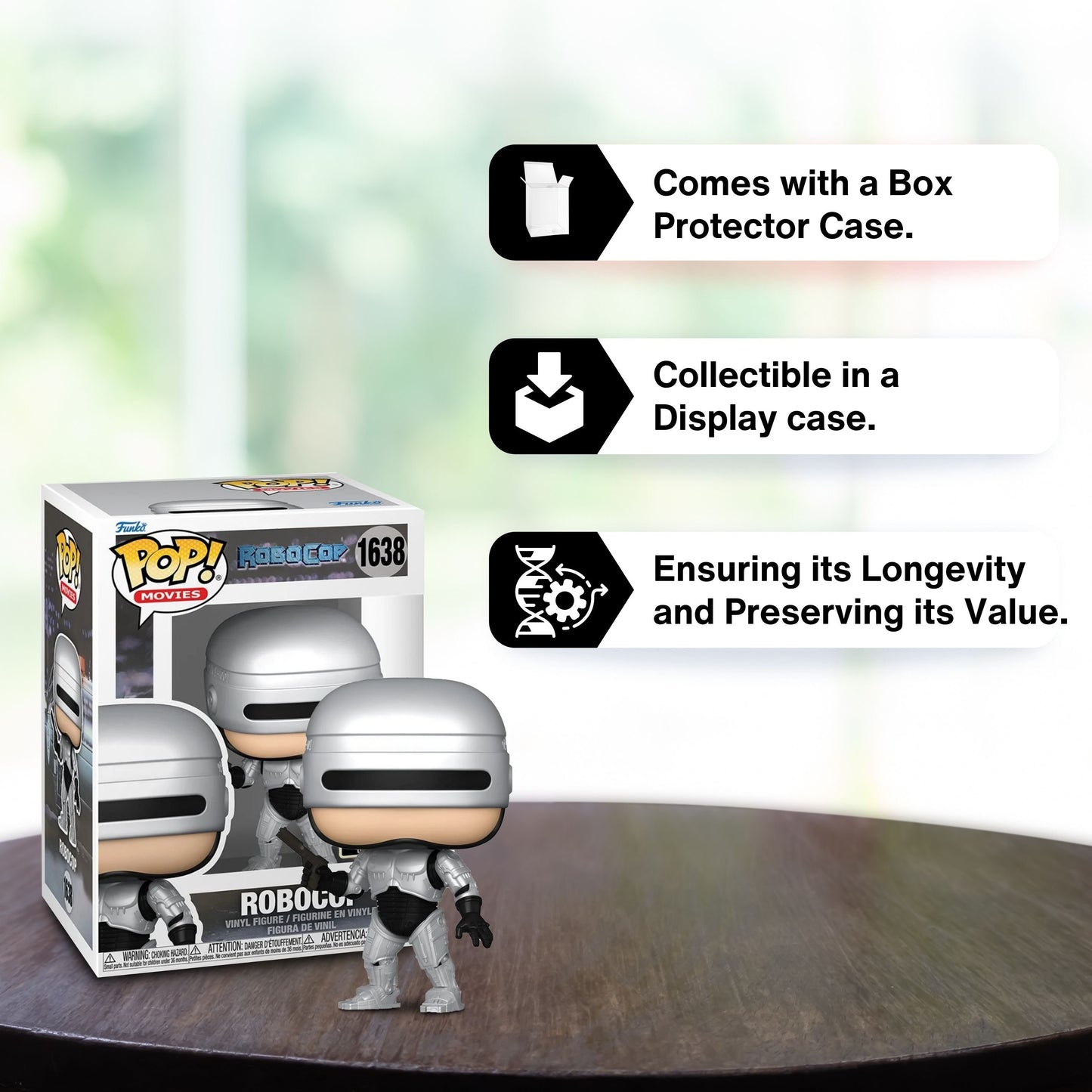 Metallic Robocop Funko Pop! Movies - Entertainment Earth Exclusive Limited Edition Vinyl Figure #1638 with Display Box Protector Case