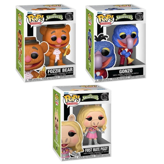 The Muppets Wave 3 Funko Pop! Television - Set of 3 (First Mate Piggy #1675, Fozzie Bear #1676, and Gonzo #1677) Collectible Vinyl Figures - Estimated Arrival: Nov. 2025 (PRE-SALE)