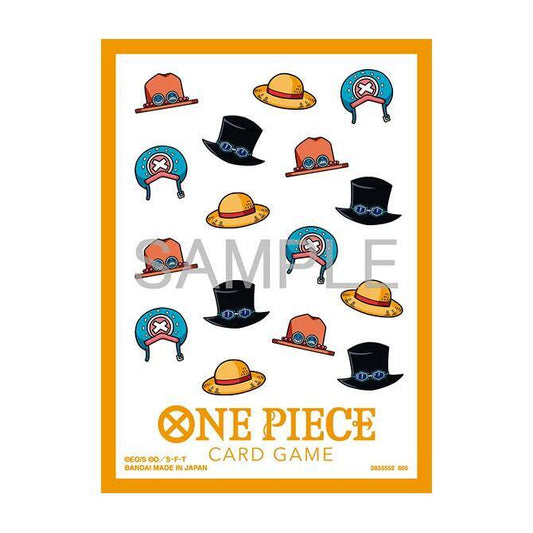 Bandai One Piece Card Game Sleeves Hat Pattern glossy trading card sleeves 70 count sized 2.6 x 3.6 inches.