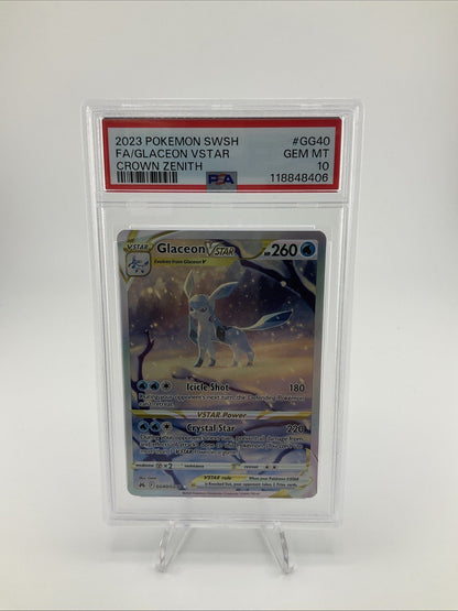 2023 POKEMON SWORD & SHIELD CROWN ZENITH #GG40 FULL ART/GLACEON VSTAR PSA 10