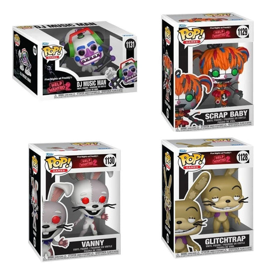 Five Nights at Freddy's: Help Wanted 2 Funko Pop! Games - Set of 4 (Scrap Baby #1129, Glitchtrap #1128, Vanny #1130, and DJ Music Man #1131) Collectible Vinyl Figures - Estimated Arrival: Nov. 2025 (PRE-SALE)