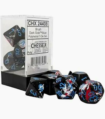 Chessex Dice Brush Polyhedral 7 Die Set Dark Side Blue RPG Dice Set Tabletop Game