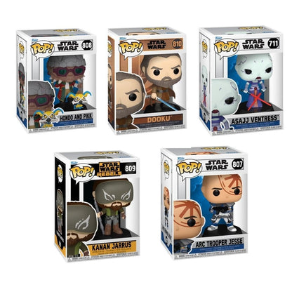 Star Wars Funko Pop! Animation - Set of 5 (Hondo and Pikk #808, Kanan Jarrus #809, Jedi Dooku #810, Arc Trooper Jesse #807, and Asajj Ventress #711) Collectible Vinyl Figures - Estimated Arrival: Nov. 2025 (PRE-SALE)