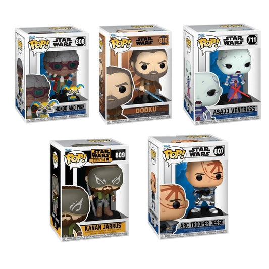 Star Wars Funko Pop! Animation - Set of 5 (Hondo and Pikk #808, Kanan Jarrus #809, Jedi Dooku #810, Arc Trooper Jesse #807, and Asajj Ventress #711) Collectible Vinyl Figures - Estimated Arrival: Nov. 2025 (PRE-SALE)