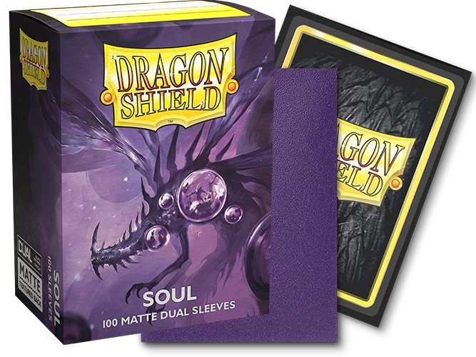 Dragon Shield Dual Matte Sleeves Soul 100ct – Metallic Purple Card Sleeves with Black Interior, Opaque TCG Deck Protectors, Durable Arcane Tinmen AT-15062