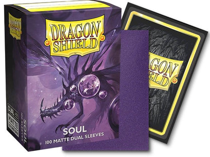 Dragon Shield Dual Matte Sleeves Soul 100ct – Metallic Purple Card Sleeves with Black Interior, Opaque TCG Deck Protectors, Durable Arcane Tinmen AT-15062