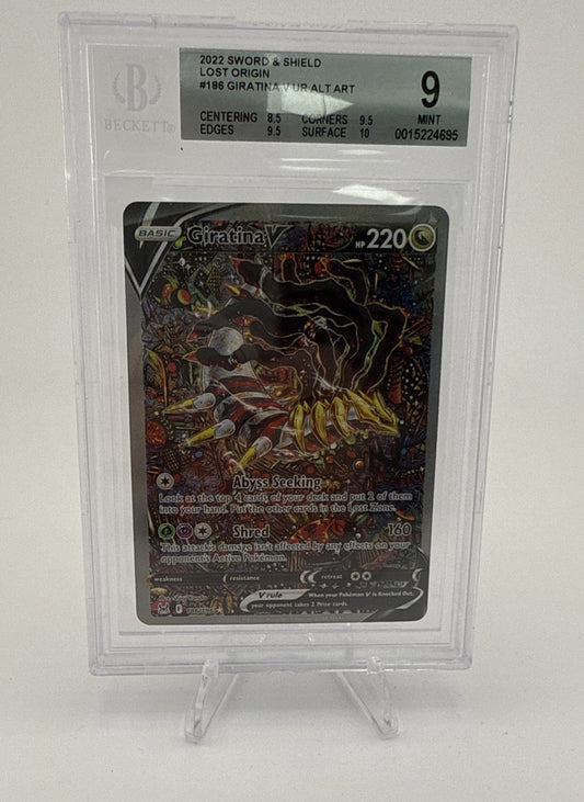 2022 POKEMON LOST ORIGIN ALTERNATE FULL ART #186 GIRATINA V Beckett BGS 9