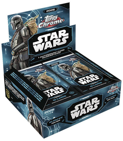 2026 Topps Chrome Star Wars Hobby Box 100 Trading Cards 1 Autograph Per Box Collectible